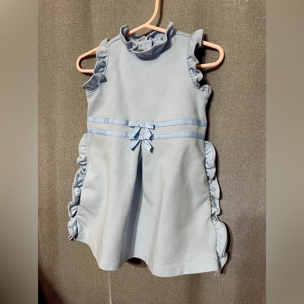 Janie and Jack blue girls ruffle bow dress 12-18 months
